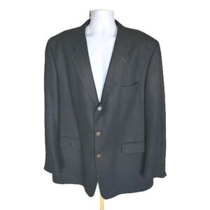 Bill Blass Cashmere Jacket Mens 48 L Black Sport Coat Blazer 3-Button USA Made